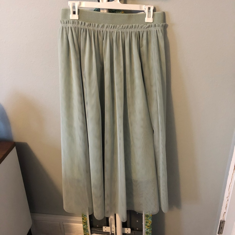 Mint tulle midi skirt